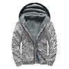 Grey And White Aztec Pattern Print Sherpa Lined Zip Up Hoodie