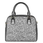 Grey And White Aztec Pattern Print Shoulder Handbag