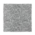 Grey And White Aztec Pattern Print Silk Bandana