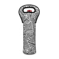 Grey And White Aztec Pattern Print Single Neoprene Wine Tote