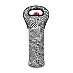 Grey And White Aztec Pattern Print Single Neoprene Wine Tote