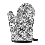 Grey And White Aztec Pattern Print Single Oven Mitt
