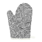 Grey And White Aztec Pattern Print Single Oven Mitt