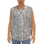 Grey And White Aztec Pattern Print Sleeveless Baseball Jersey