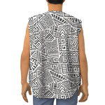 Grey And White Aztec Pattern Print Sleeveless Baseball Jersey