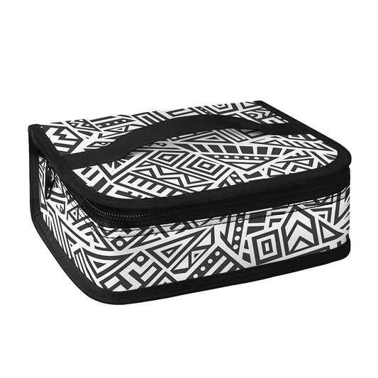 Grey And White Aztec Pattern Print Small Lunch Bag