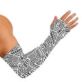 Grey And White Aztec Pattern Print Sun Protection Arm Sleeves