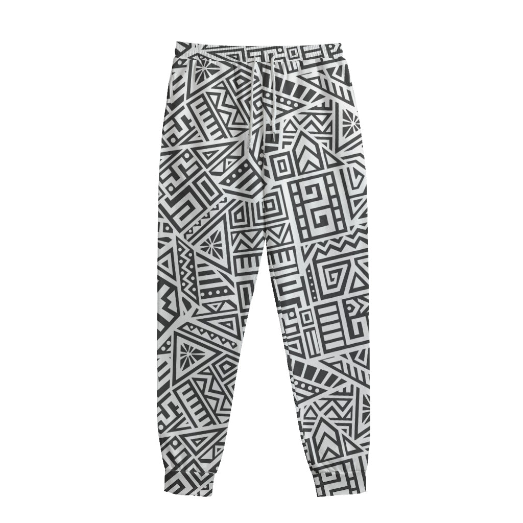 Grey And White Aztec Pattern Print Sweatpants