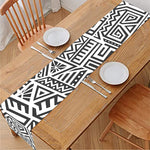 Grey And White Aztec Pattern Print Table Runner