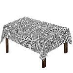 Grey And White Aztec Pattern Print Tablecloth