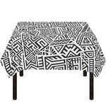 Grey And White Aztec Pattern Print Tablecloth