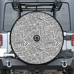 Grey And White Aztec Pattern Print Tire Cover With Camera Hole