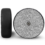 Grey And White Aztec Pattern Print Tire Cover With Camera Hole