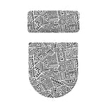 Grey And White Aztec Pattern Print Toilet Lid And Tank Cover Set