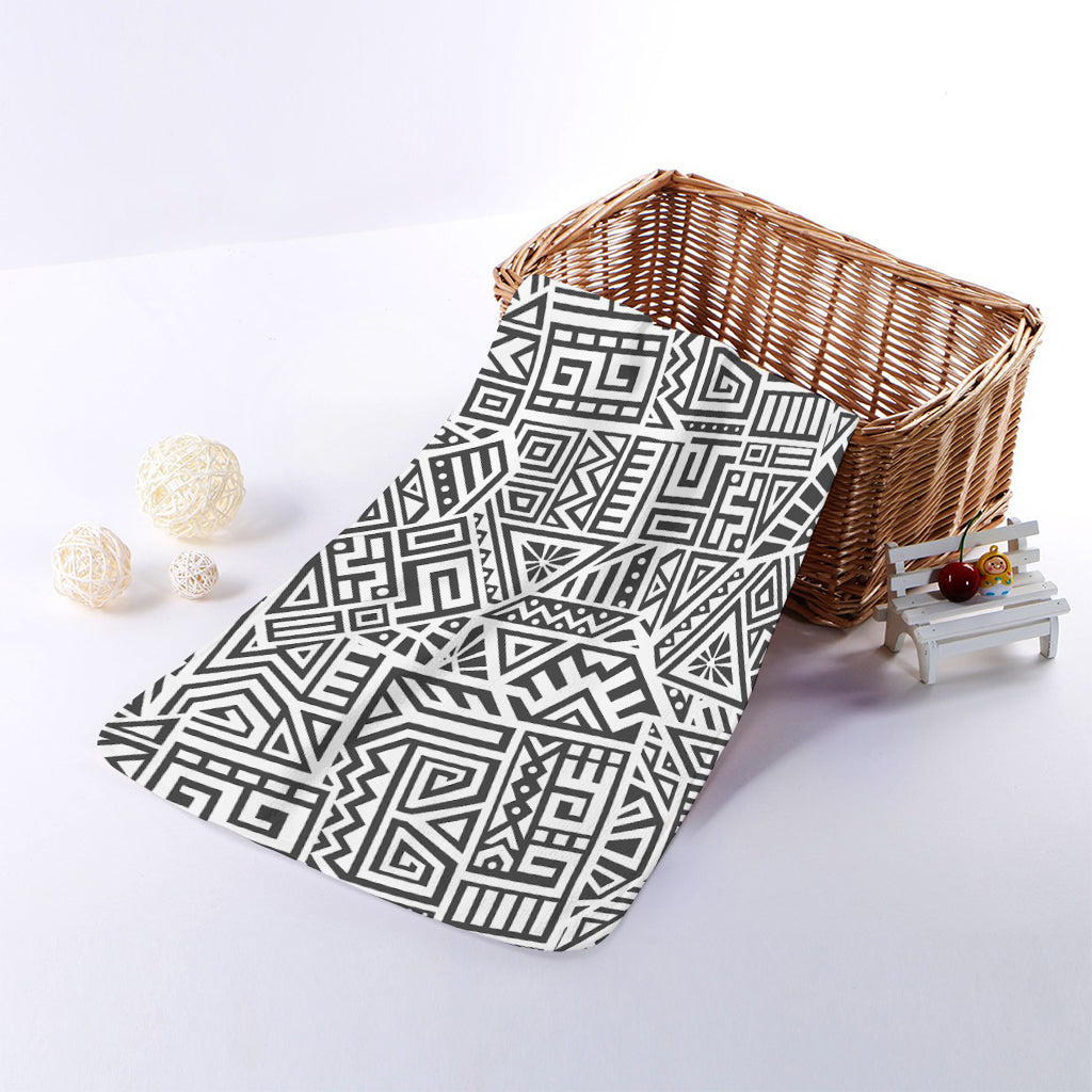 Grey And White Aztec Pattern Print Towel