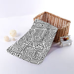 Grey And White Aztec Pattern Print Towel