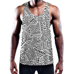 Grey And White Aztec Pattern Print Training Tank Top