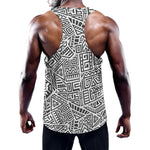 Grey And White Aztec Pattern Print Training Tank Top