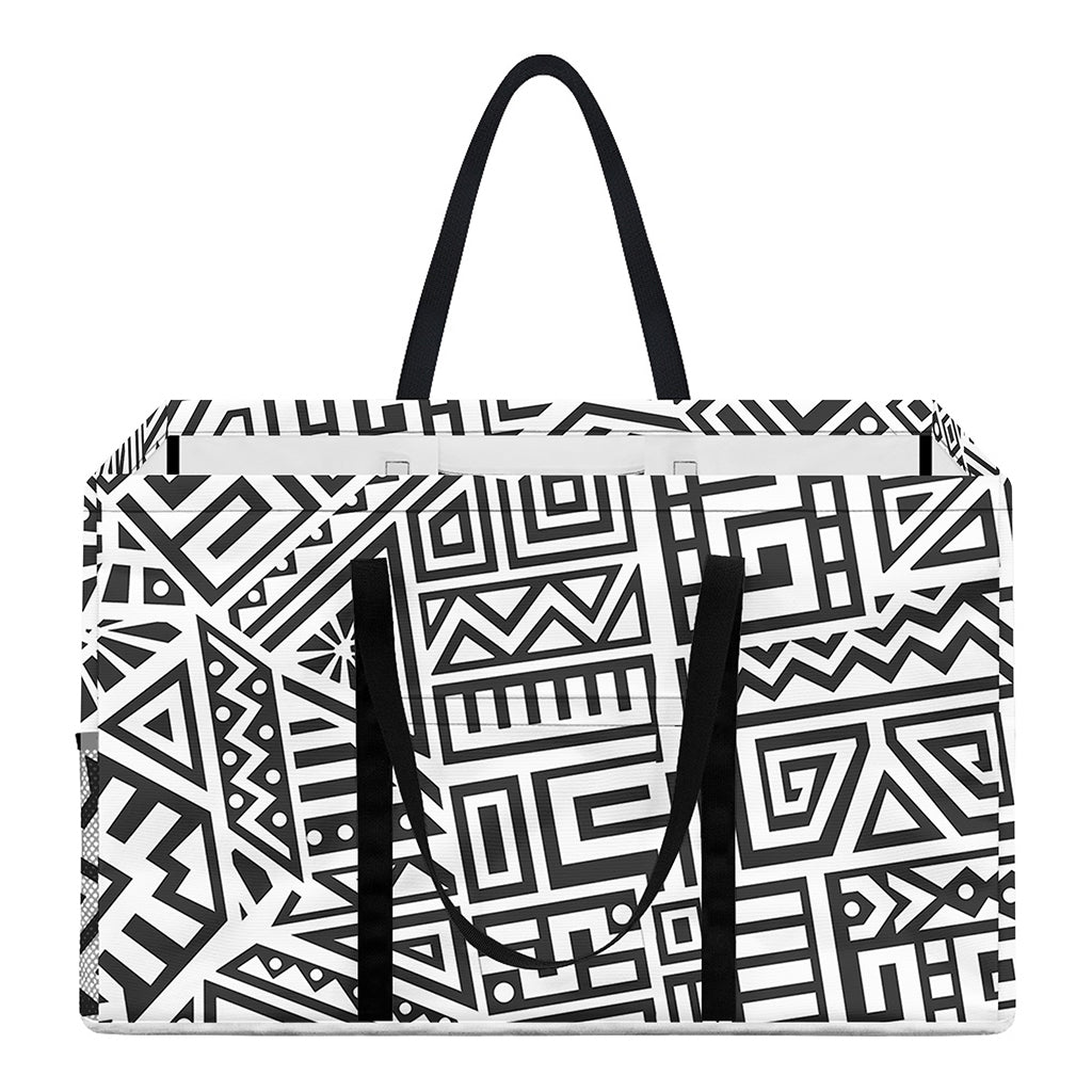 Grey And White Aztec Pattern Print Utility Tote Bag
