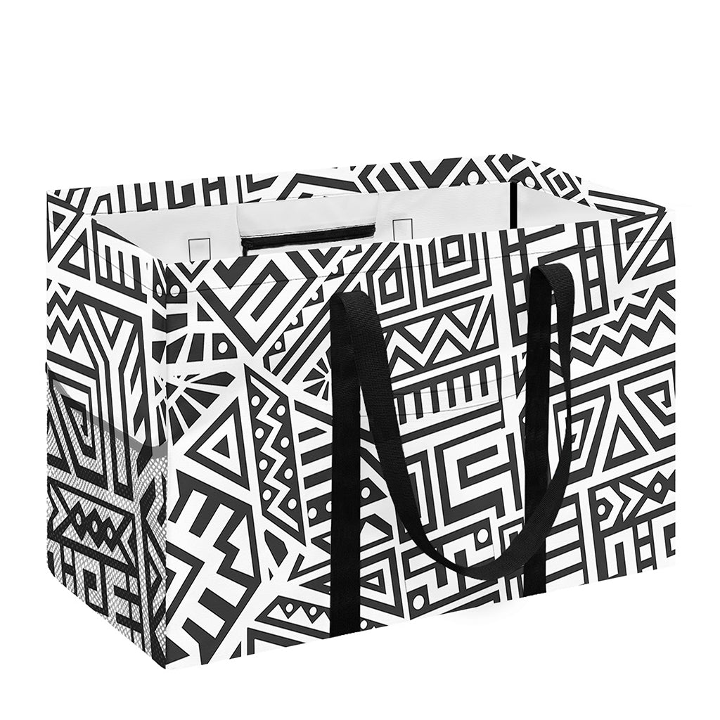 Grey And White Aztec Pattern Print Utility Tote Bag