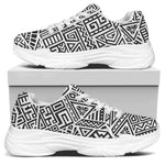 Grey And White Aztec Pattern Print White Chunky Shoes