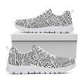 Grey And White Aztec Pattern Print White Running Shoes