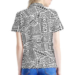 Grey And White Aztec Pattern Print Women's Polo Shirt