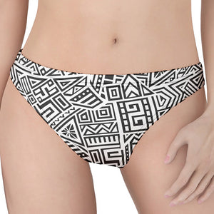 Grey And White Aztec Pattern Print Women's Thong