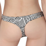 Grey And White Aztec Pattern Print Women's Thong