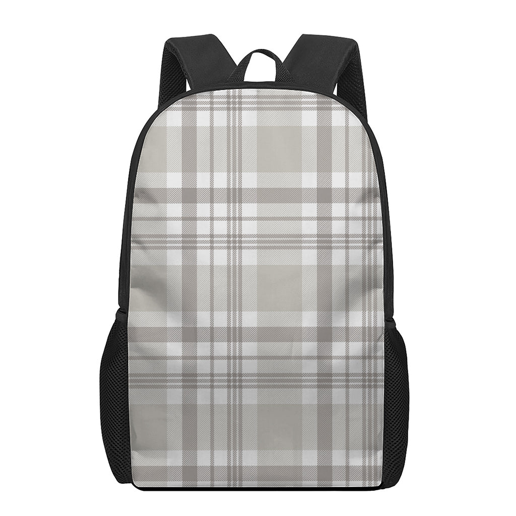 Grey And White Border Tartan Print 17 Inch Backpack