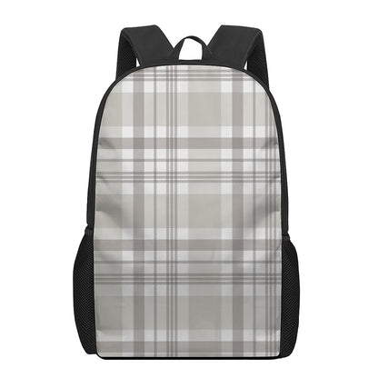Grey And White Border Tartan Print 17 Inch Backpack