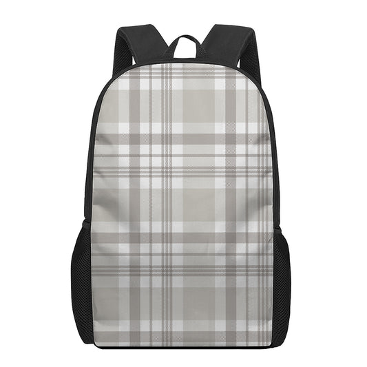 Grey And White Border Tartan Print 17 Inch Backpack