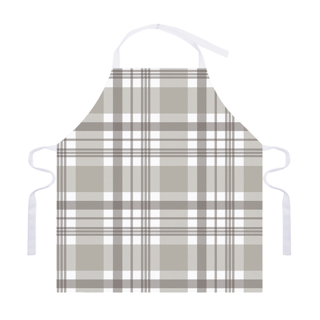 Grey And White Border Tartan Print Adjustable Apron