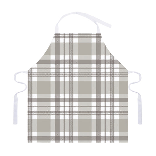 Grey And White Border Tartan Print Adjustable Apron