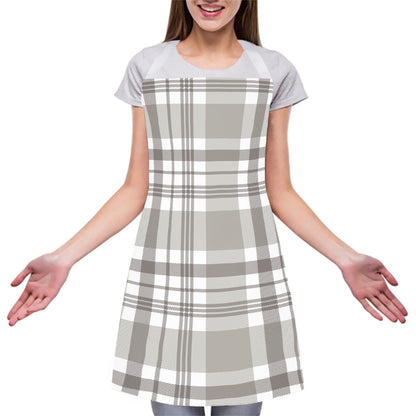 Grey And White Border Tartan Print Adjustable Apron