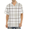 Grey And White Border Tartan Print Aloha Shirt