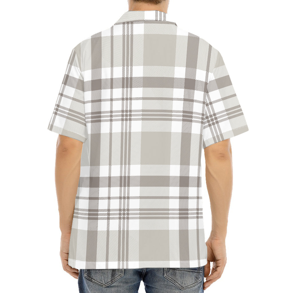 Grey And White Border Tartan Print Aloha Shirt