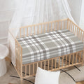Grey And White Border Tartan Print Baby Crib Sheet