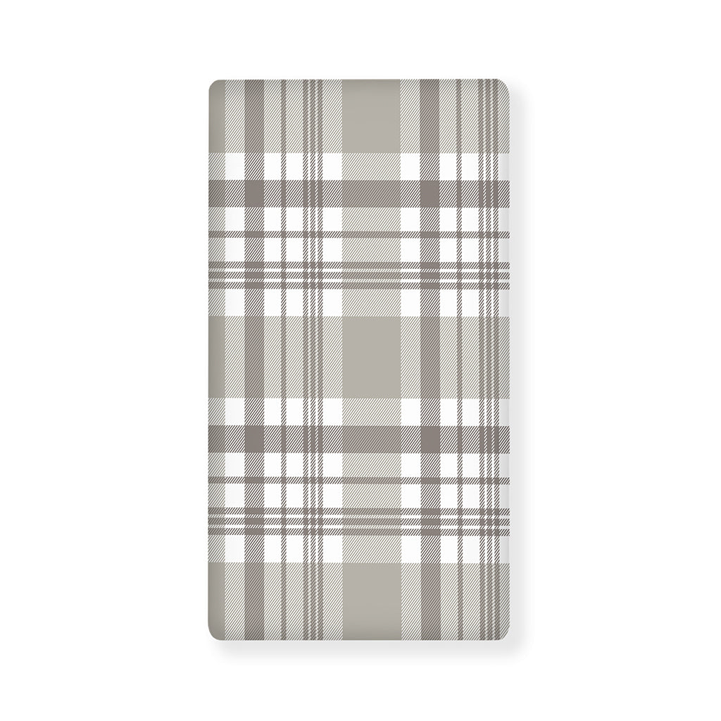 Grey And White Border Tartan Print Baby Crib Sheet