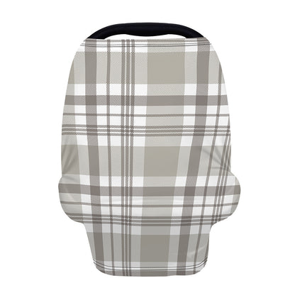 Grey And White Border Tartan Print Baby Seat Cover