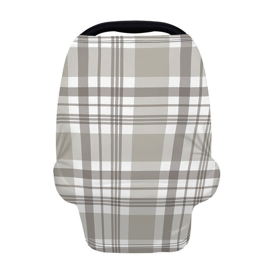 Grey And White Border Tartan Print Baby Seat Cover