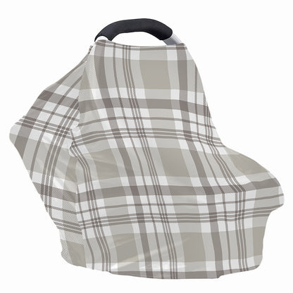 Grey And White Border Tartan Print Baby Seat Cover