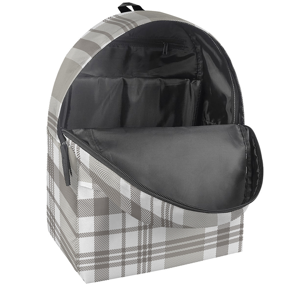 Grey And White Border Tartan Print Backpack