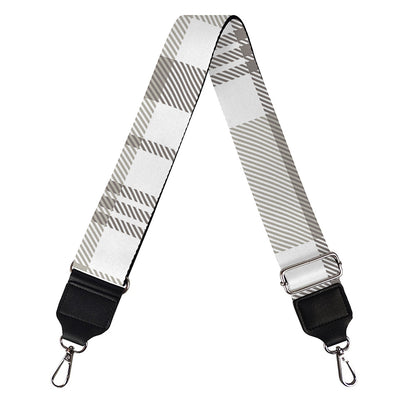 Grey And White Border Tartan Print Bag Strap