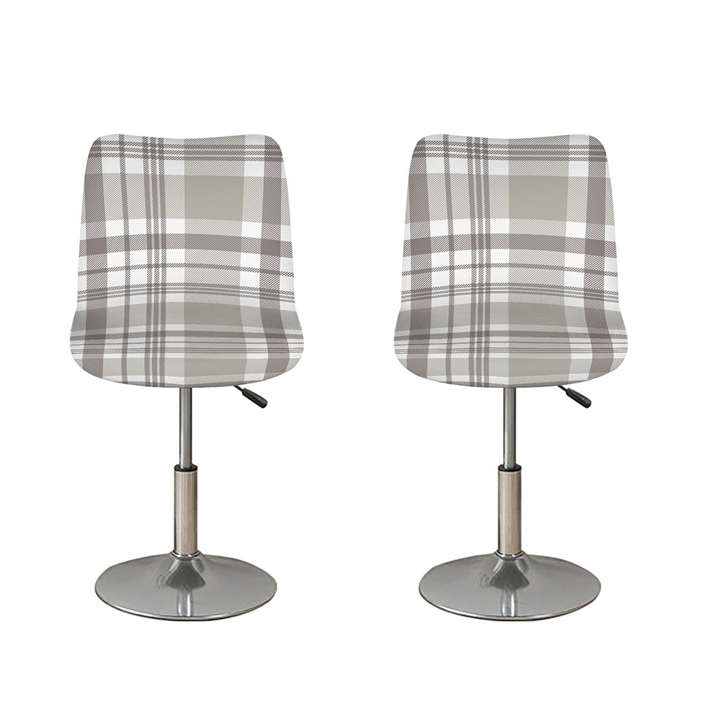 Grey And White Border Tartan Print Bar Stool Covers