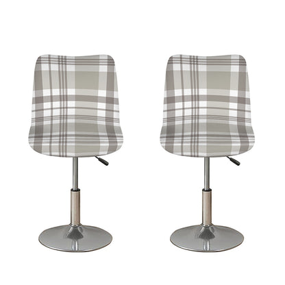 Grey And White Border Tartan Print Bar Stool Covers