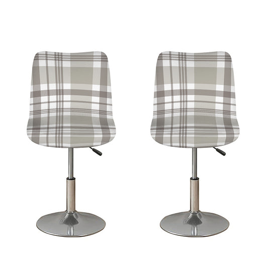 Grey And White Border Tartan Print Bar Stool Covers
