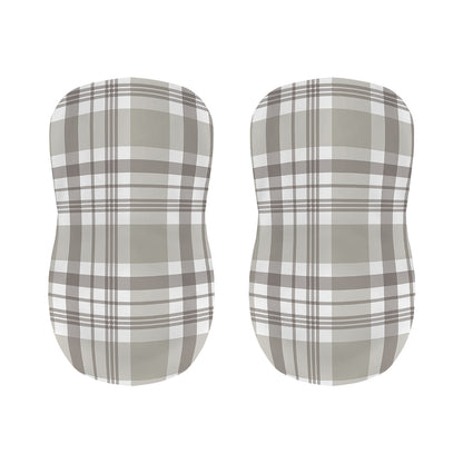Grey And White Border Tartan Print Bar Stool Covers