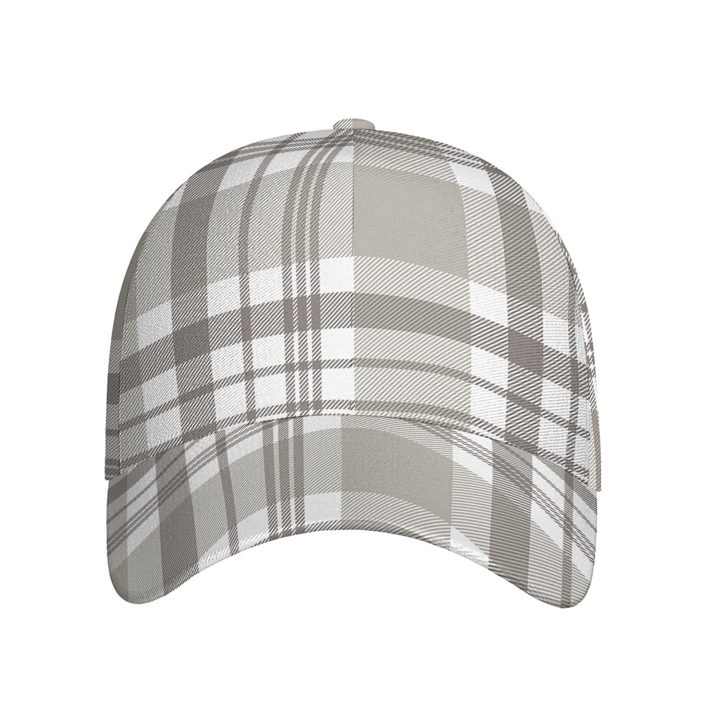 Grey And White Border Tartan Print Baseball Cap
