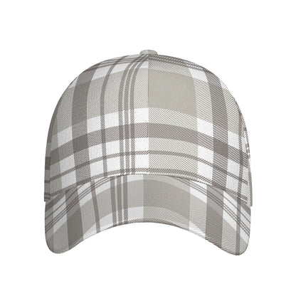 Grey And White Border Tartan Print Baseball Cap